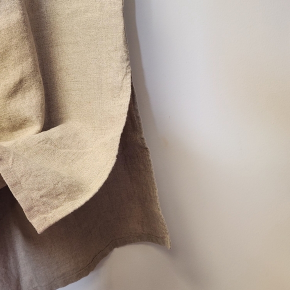 EILEEN FISHER Organic-Linen Midi Skirt Elastic Waist Drawstrings Khaki Size L - Picture 5 of 12